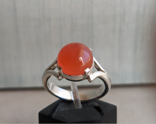 Genuine Carnelian Ring, 925 Sterling Silver Ring, Orange Gemstone Ring, Handmade Gift for Her, Natural Stone Jewelry, Bohemian Ring for Her