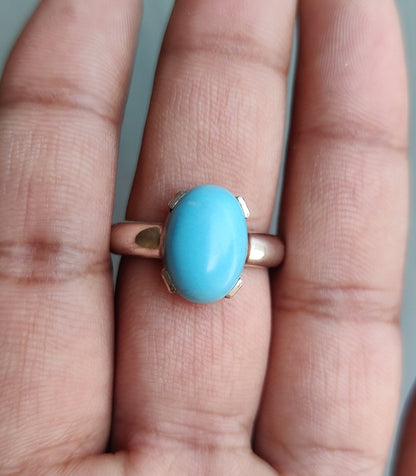 Turquoise Ring, 925 Solid Sterling Silver Ring, Handmade Ring, Festival Jewelry, December Birthstone Ring, Cabochon Stone, Unisex Jewelry