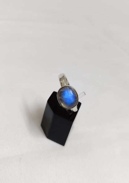 Rainbow Moonstone Ring 925 Sterling Solid Silver Jewelry Blue Fire Moonstone Ring for Women June Birthstone Gemstone Ring size 5 & 7.5