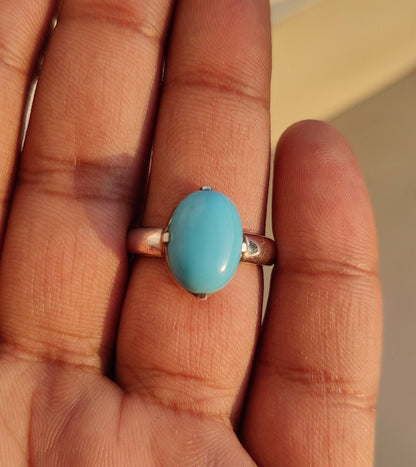 Turquoise Ring, 925 Sterling Silver Ring, Oval Cabochon, December Birthstone Ring, Turquoise Jewelry, Handmade Jewellery, Women Ring