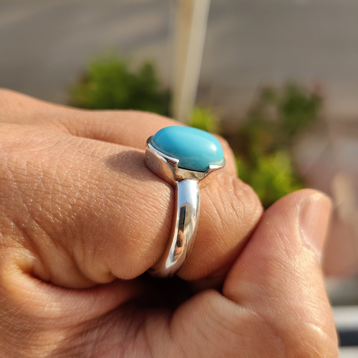 Turquoise Oval Shape Gemstone Silver Ring, Handmade Gemstone Ring, Sterling Silver Turquoise ring, Women Jewelry, Turquoise Statement Ring