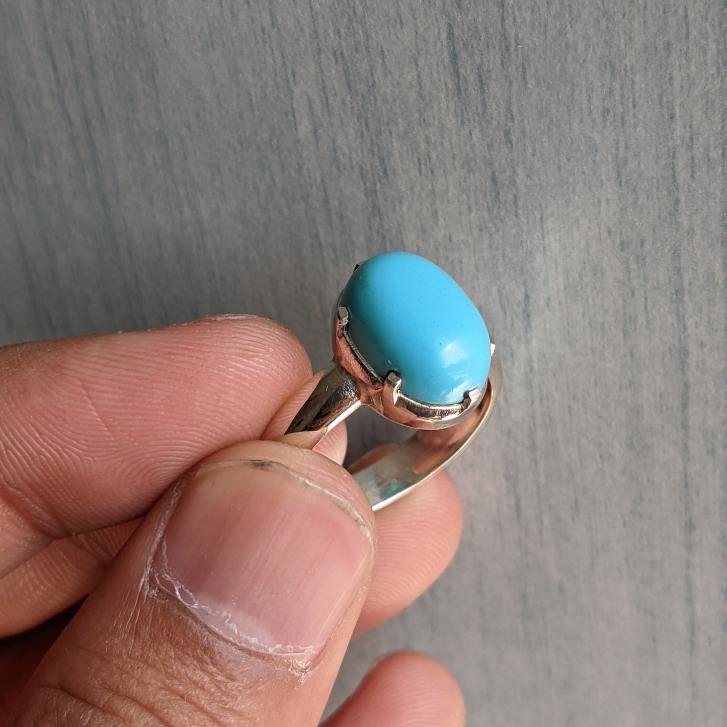 Turquoise Oval Shape Gemstone Silver Ring, Silver Band Ring, Gemstone Ring, Sterling Silver Statement Turquoise Ring, Jewelry Gift for Women