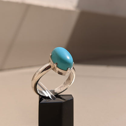 Turquoise Oval Shape Gemstone Silver Ring, Silver Band Ring, Gemstone Ring, Sterling Silver Statement Turquoise Ring, Jewelry Gift for Women