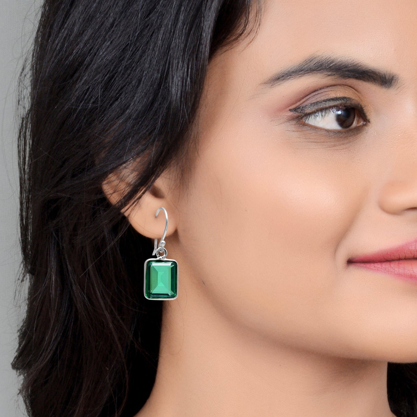 Emerald Hydro Earrings, 925 Sterling Silver Jewelry, Drop & Dangle Earrings, Bridesmaid Earring Gift, Gift for Her
