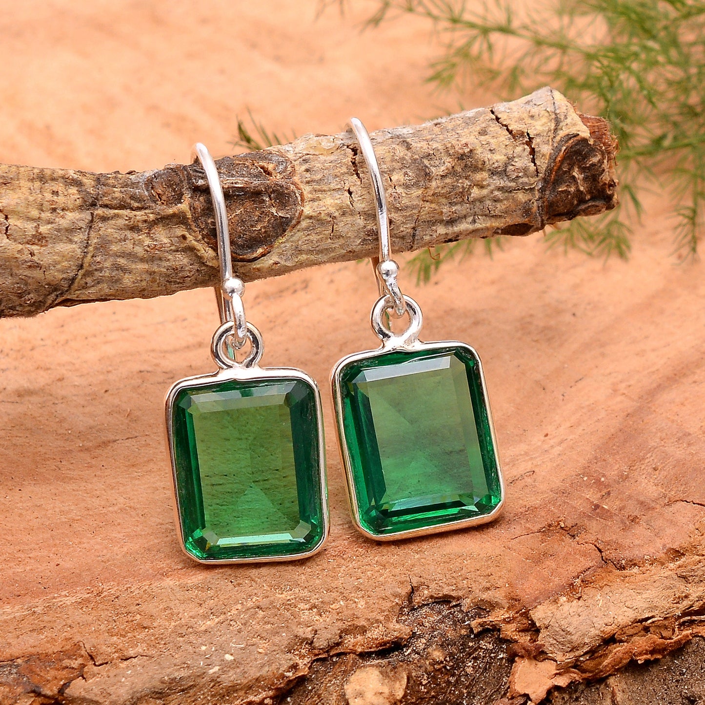 Emerald Hydro Earrings, 925 Sterling Silver Jewelry, Drop & Dangle Earrings, Bridesmaid Earring Gift, Gift for Her