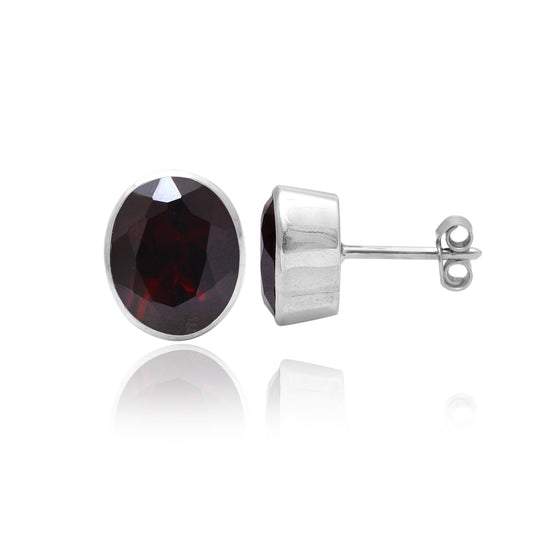 Garnet Earrings Sterling Silver, Garnet Stud Earrings, Garnet Studs, Earrings Studs Set, Red Earrings Studs, Gemstone Earrings Stud,