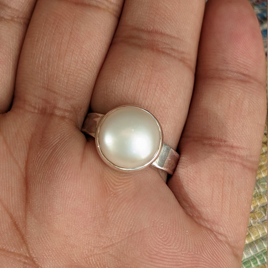 Pearl ring, handmade ring, june birthstone, pearl jewelry, women silver jewelry, bridal wedding rings, gift ideas, pearl statement jewellery