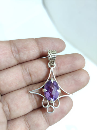 Purple amethyst pendant, Healing Stone, February Birthstone Pendant, Solid 925 Silver Pendant, Silver Amethyst Pendant, gemstone jewellery