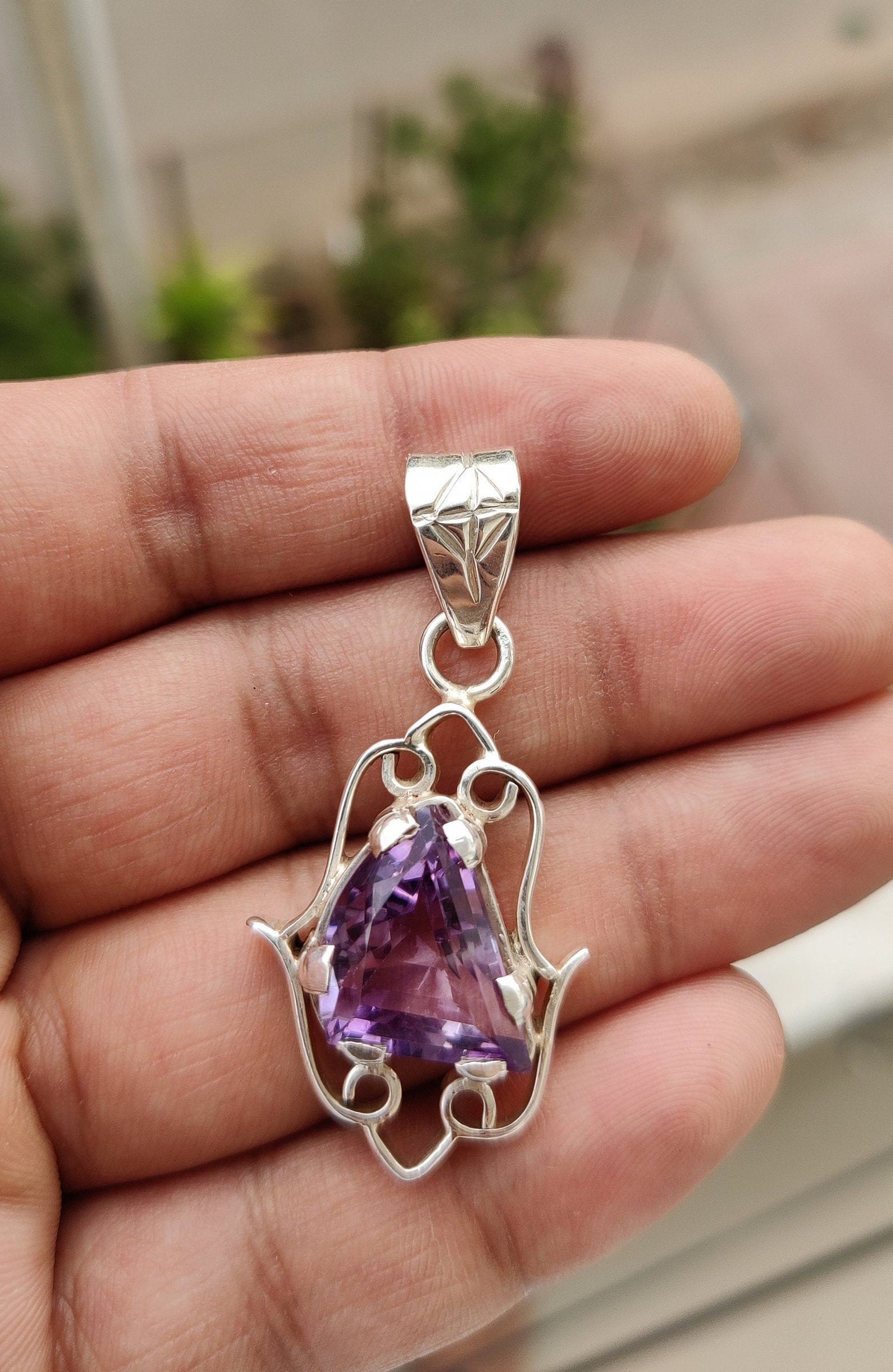 Genuine Amethyst Pendant, 925 Silver Handmade Pendant, Purple Amethyst Jewelry, Gemstone Pendant, Healing Crystal Necklace, Gift for Her