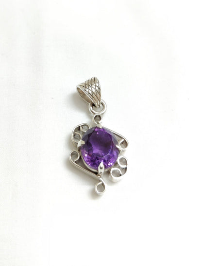 Natural Amethyst Pendant, 925 Silver Handmade Pendant, Amethyst Jewelry, Purple Stone Pendant, Healing Crystal Necklace, Gift for Her