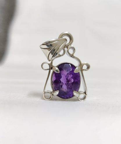 Natural Amethyst Pendant, 925 Silver Handmade Pendant, Amethyst Jewelry, Purple Stone Pendant, Healing Crystal Jewelry, Gift for Her