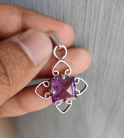 Natural Amethyst Pendant, 925 Silver Handmade Pendant, Amethyst Jewelry, Crystal Pendant, Healing Crystal Jewelry, Gift for Her