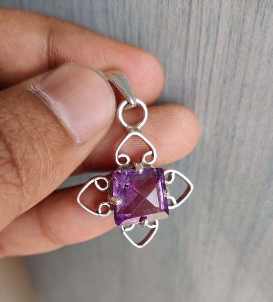 Natural Amethyst Pendant, 925 Silver Handmade Pendant, Amethyst Jewelry, Crystal Pendant, Healing Crystal Jewelry, Gift for Her