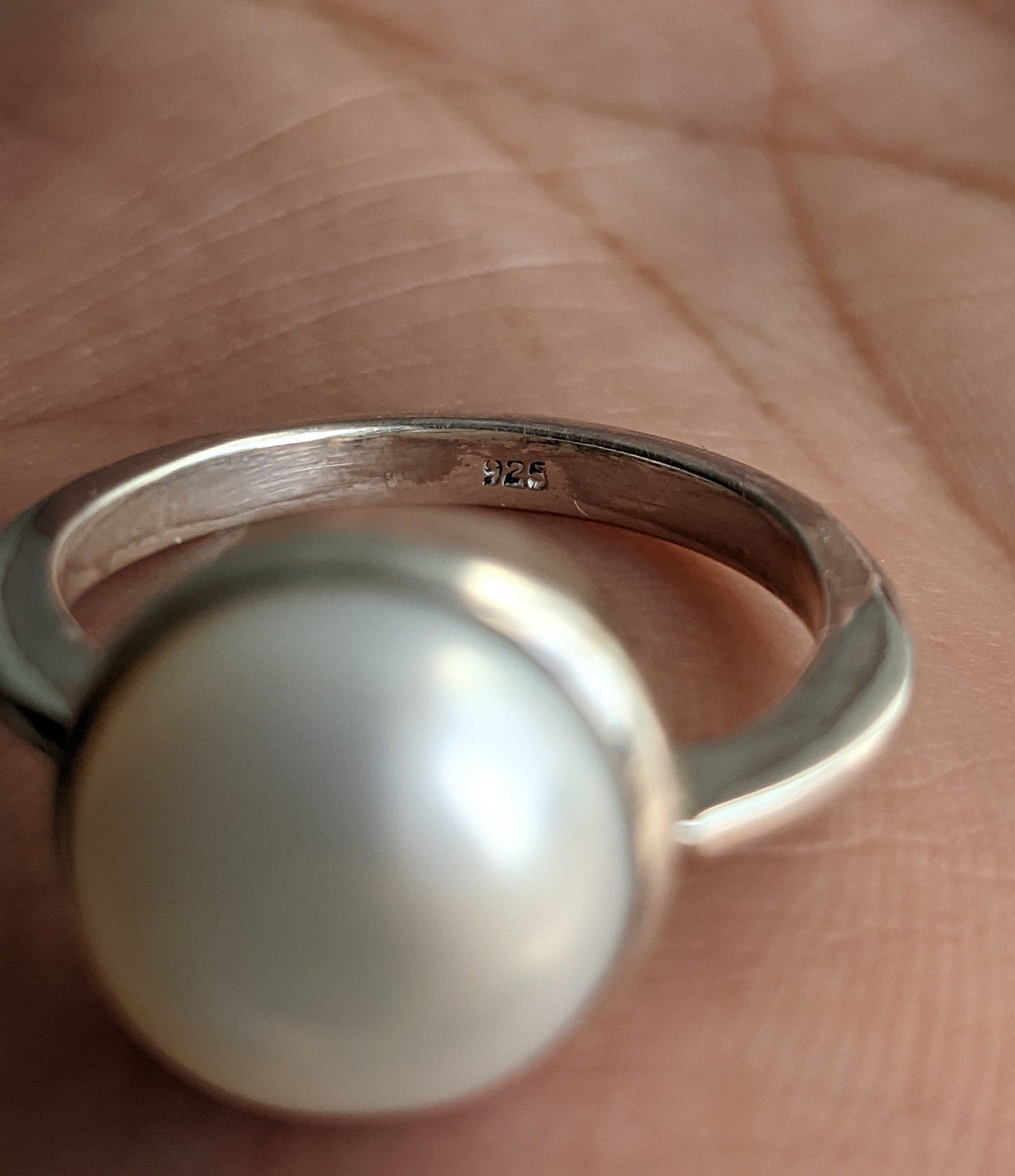 White Pearl Ring, 925 Solid Sterling Silver Ring, Cabochon Pearl Jewelry, Rings for Women, June Birthstone Ring, Handmade Gift for Her