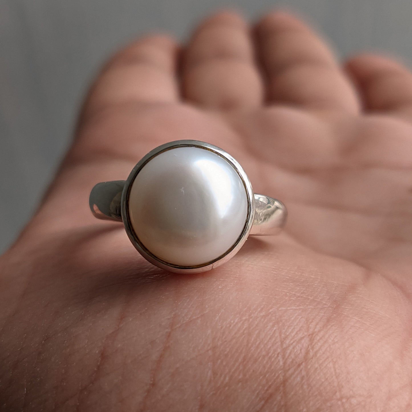 Pearl Silver Ring, White Pearl Ring, Sterling Silver Handmade Ring, Pearl Jewelry, Ring for Women, Minimalist Ring, Bridal Wedding Rings