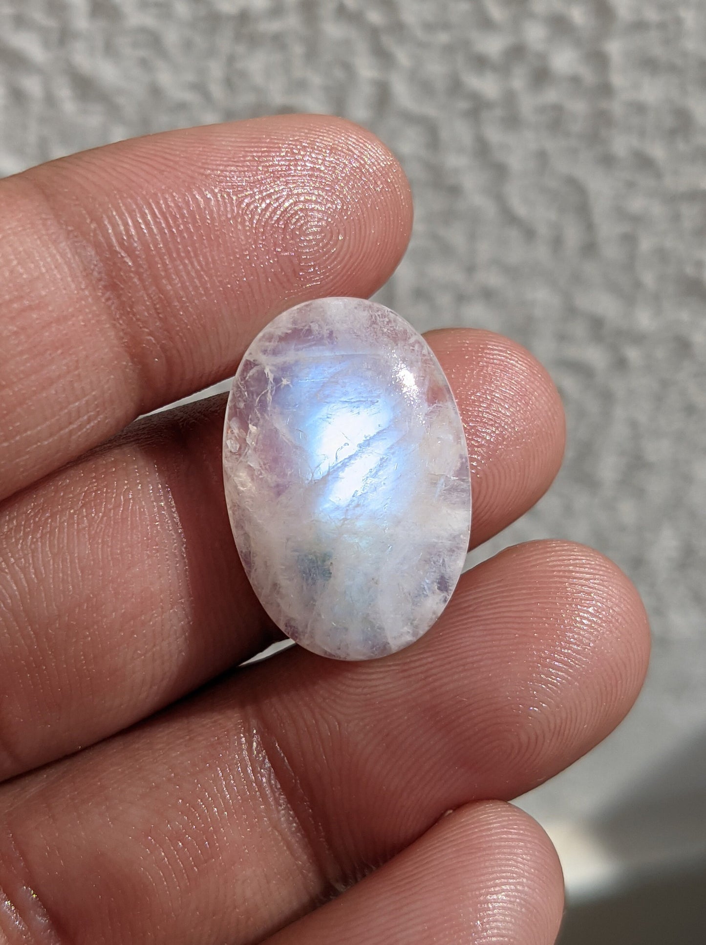 Blue Flash Rainbow Moonstone, Oval Cabochon Gemstone, Jewelry Making Stone, Flat Back Cabochon, 17.00 Cts 23.5x16x6 MM