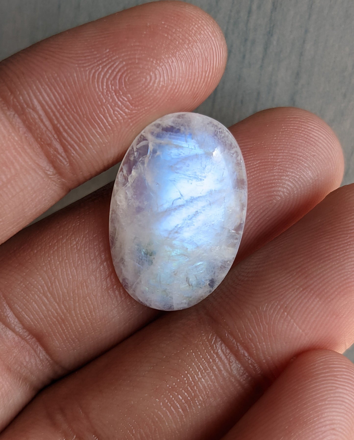 Blue Flash Rainbow Moonstone, Oval Cabochon Gemstone, Jewelry Making Stone, Flat Back Cabochon, 17.00 Cts 23.5x16x6 MM