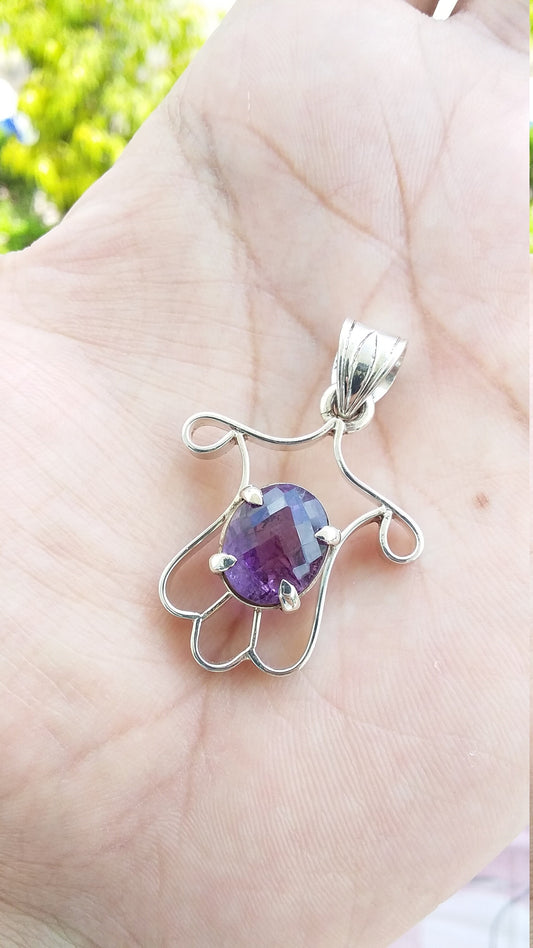 Purple Amethyst Pendant, 925 Silver Handmade Pendant, Purple Quart Jewelry, Amethyst Crystal Necklace, Perfect gift for Her