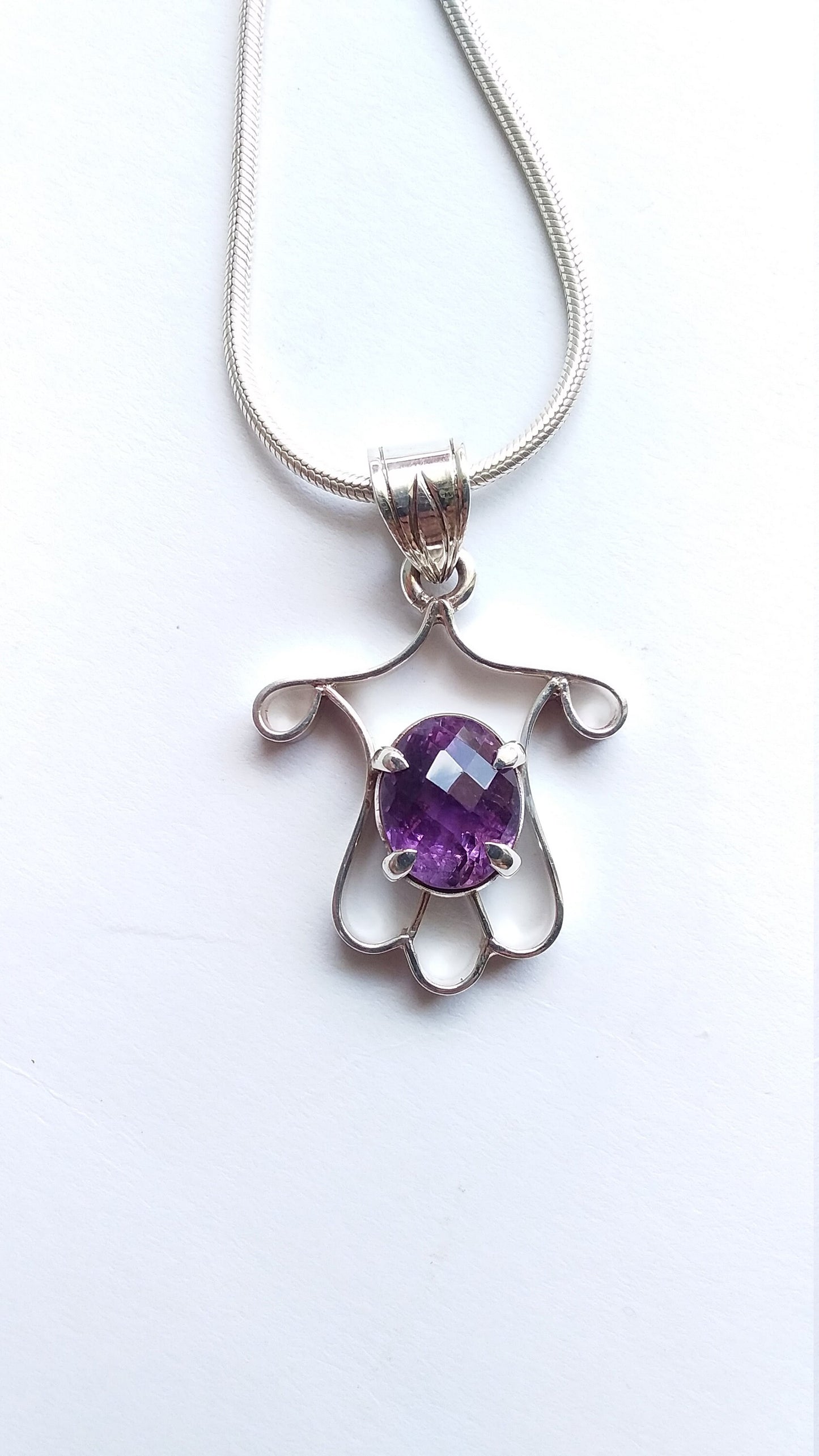 Purple Amethyst Pendant, 925 Silver Handmade Pendant, Purple Quart Jewelry, Amethyst Crystal Necklace, Perfect gift for Her