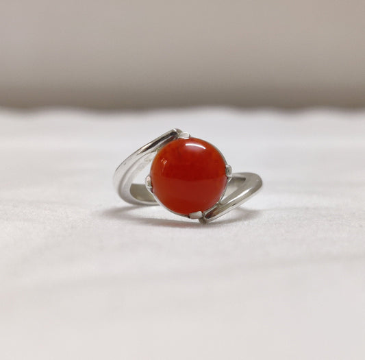 Genuine Carnelian Ring, 925 Sterling Silver Jewelry, Cabochon Stone Ring, Red Carnelian Jewelry, Alternative Engagement Ring, Gift for Women