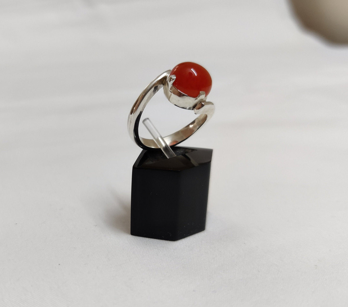 Genuine Carnelian Ring, 925 Sterling Silver Jewelry, Cabochon Stone Ring, Red Carnelian Jewelry, Alternative Engagement Ring, Gift for Women