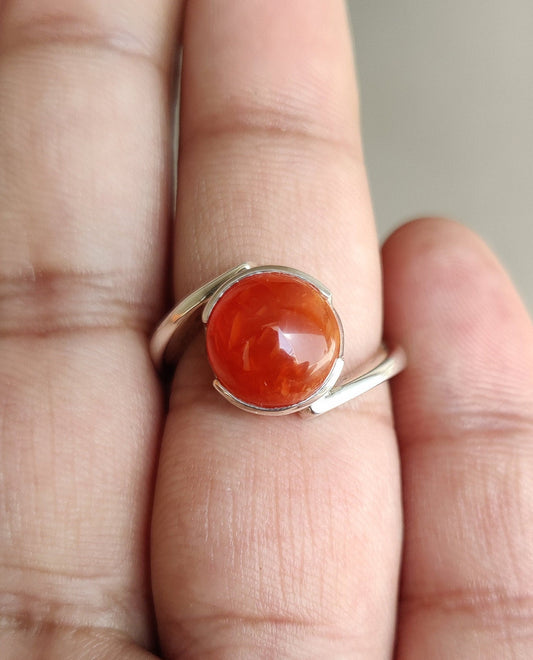 Sterling Silver Carnelian Ring, Orange Gemstone Ring, Wedding Jewelry for Women, Natural Stone Jewelry, Handmade gift for Her