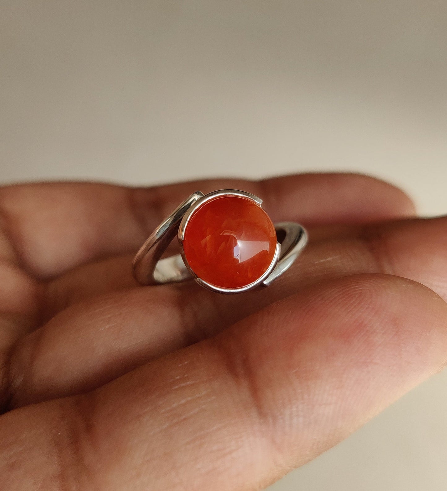 Sterling Silver Carnelian Ring, Orange Gemstone Ring, Wedding Jewelry for Women, Natural Stone Jewelry, Handmade gift for Her