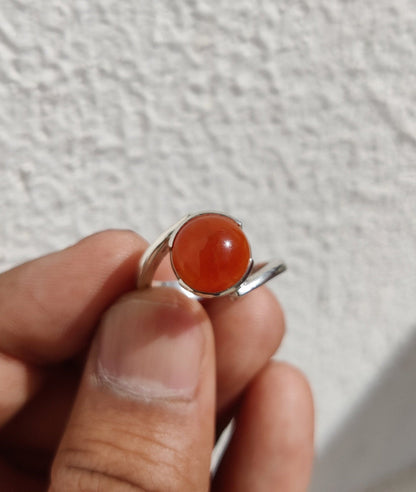 Sterling Silver Carnelian Ring, Orange Gemstone Ring, Wedding Jewelry for Women, Natural Stone Jewelry, Handmade gift for Her