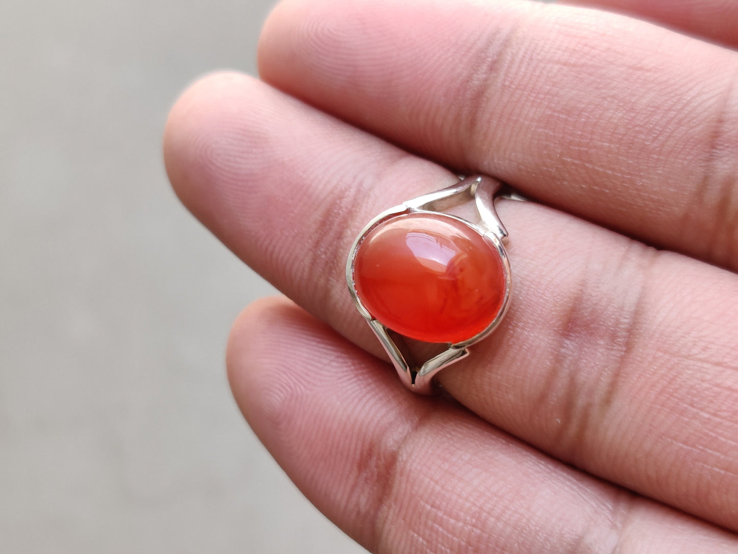 Natural Carnelian Ring, 925 Sterling Silver, Carnelian Jewelry for Women, Gemstone Jewellery, Cabochon Stone Ring, August Birthstone Ring