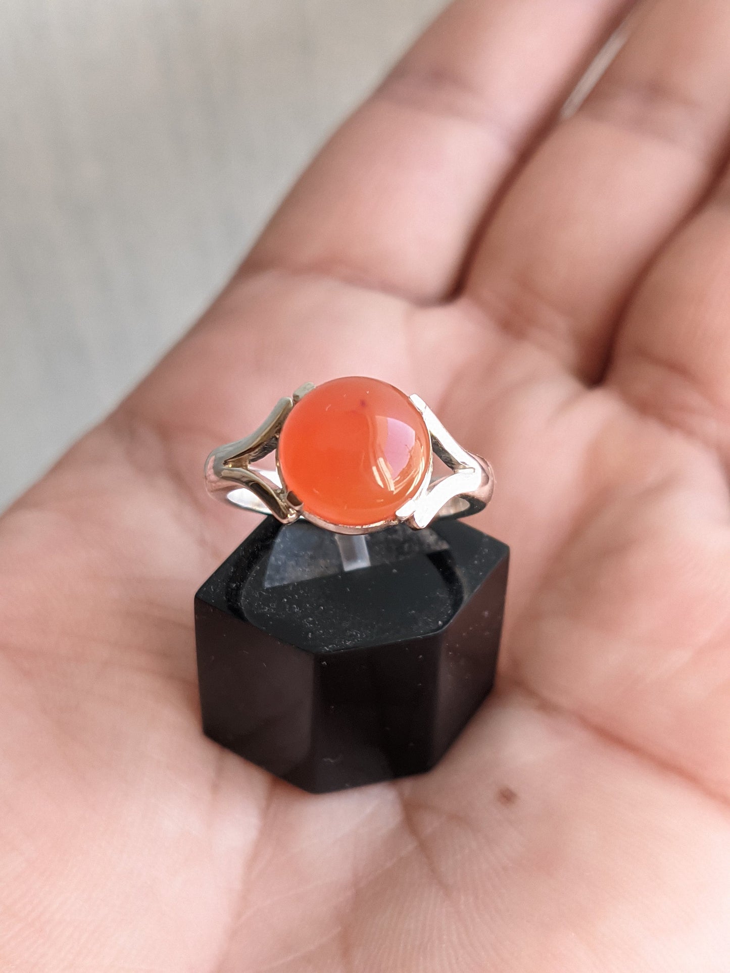 Genuine Carnelian Ring, 925 Sterling Silver Ring, Orange Gemstone Ring, Handmade Gift for Her, Natural Stone Jewelry, Bohemian Ring for Her