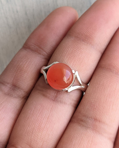 Genuine Carnelian Ring, 925 Sterling Silver Ring, Orange Gemstone Ring, Handmade Gift for Her, Natural Stone Jewelry, Bohemian Ring for Her