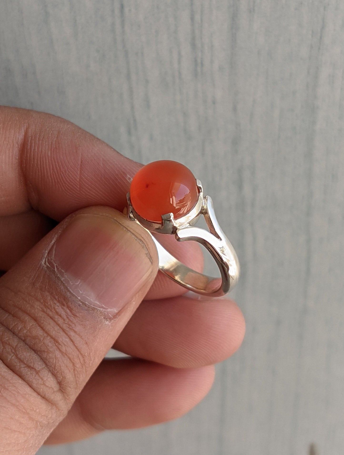 Genuine Carnelian Ring, 925 Sterling Silver Ring, Orange Gemstone Ring, Handmade Gift for Her, Natural Stone Jewelry, Bohemian Ring for Her