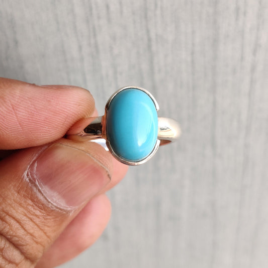 Turquoise Oval Shape Gemstone Silver Ring, Handmade Gemstone Ring, Sterling Silver Turquoise ring, Women Jewelry, Turquoise Statement Ring