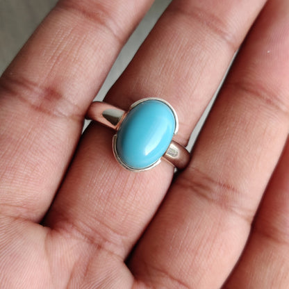 Turquoise Oval Shape Gemstone Silver Ring, Handmade Gemstone Ring, Sterling Silver Turquoise ring, Women Jewelry, Turquoise Statement Ring