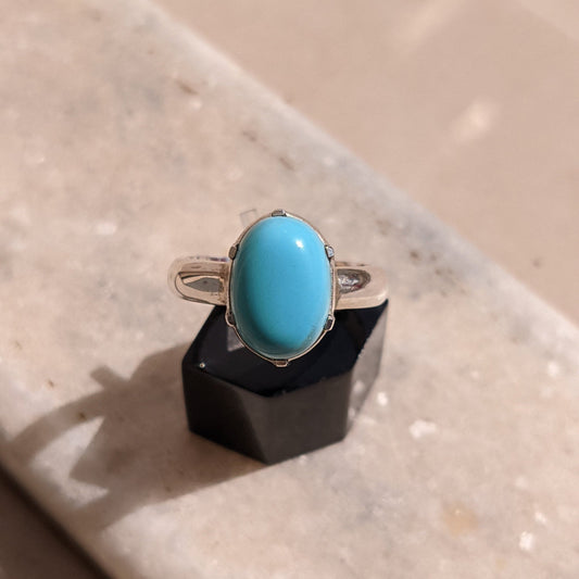 Turquoise Oval Shape Gemstone Silver Ring, Silver Band Ring, Gemstone Ring, Sterling Silver Statement Turquoise Ring, Jewelry Gift for Women