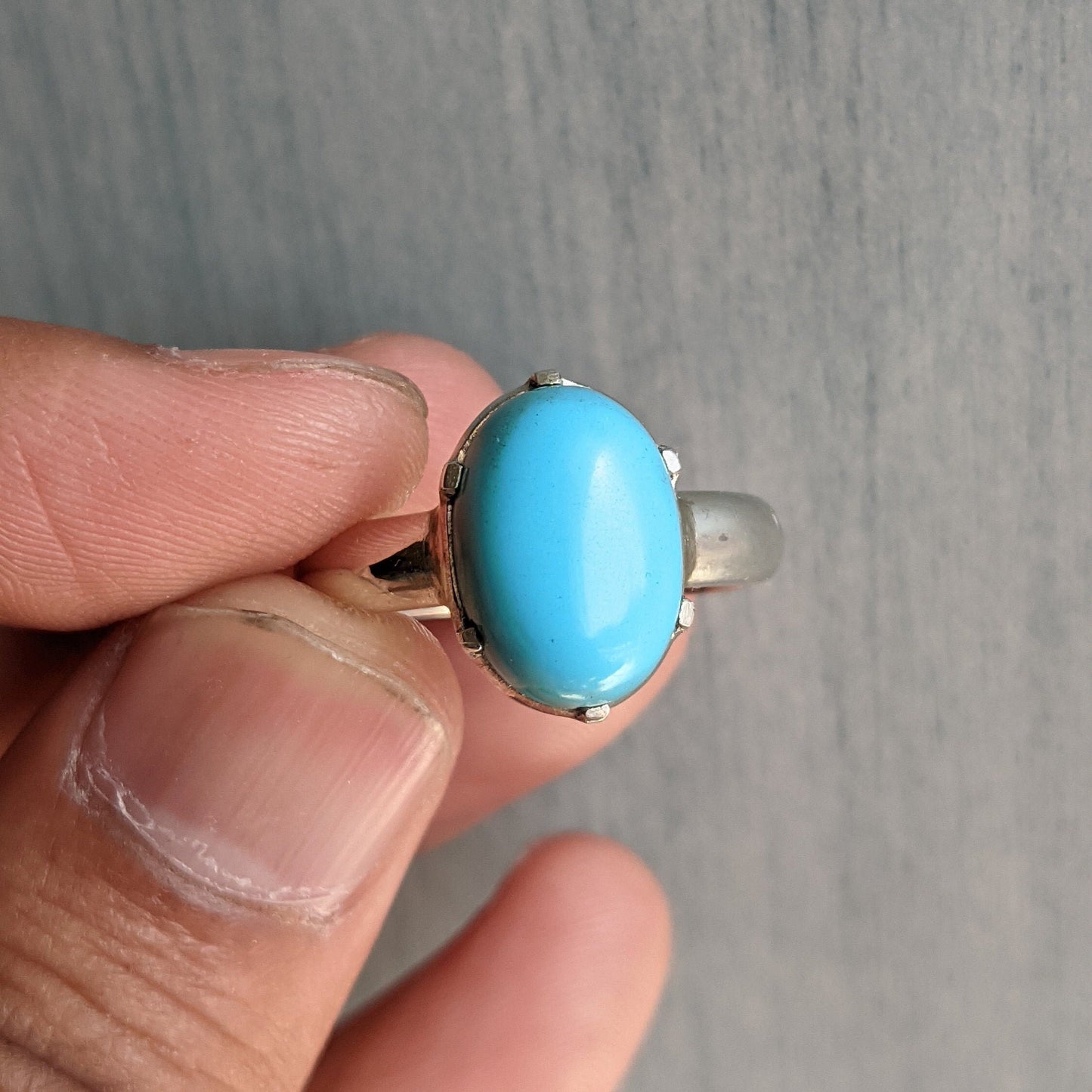 Turquoise Oval Shape Gemstone Silver Ring, Silver Band Ring, Gemstone Ring, Sterling Silver Statement Turquoise Ring, Jewelry Gift for Women