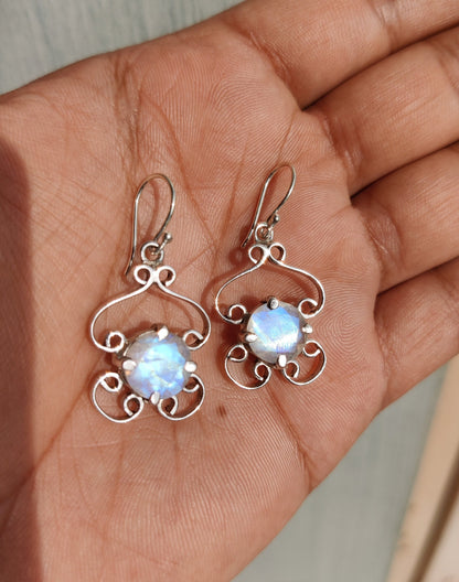 Rainbow Moonstone Earrings, Black Onyx Earrings, 925 Sterling Silver, Earrings Set, Combo Set or Single Pair, Jewelry Gift for Her