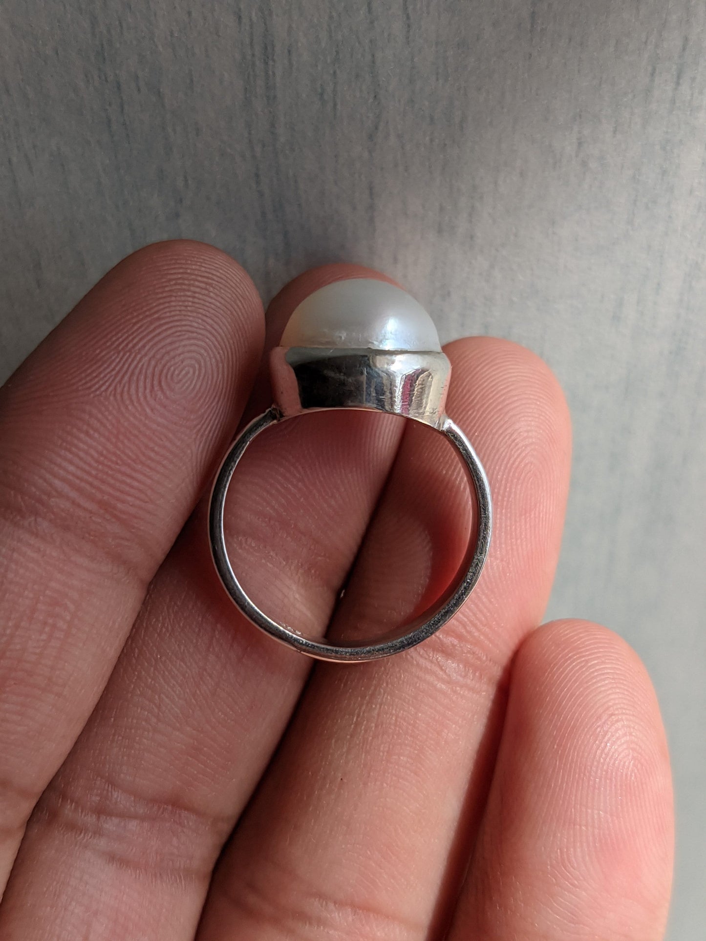 925 Sterling solid silver pearl ring, handmade gemstone ring, june birthstone, pearl silver jewelry, gift for her, white stone jewellery