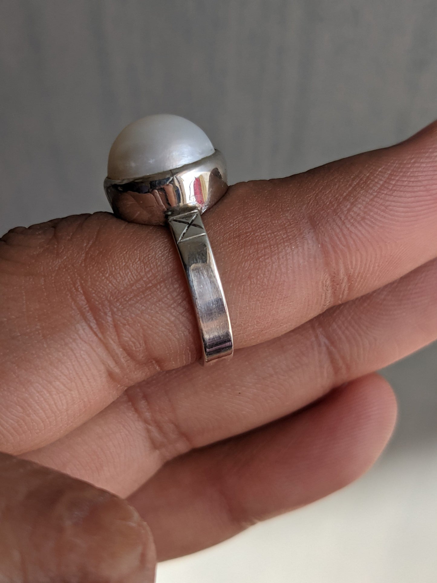 925 Sterling solid silver pearl ring, handmade gemstone ring, june birthstone, pearl silver jewelry, gift for her, white stone jewellery