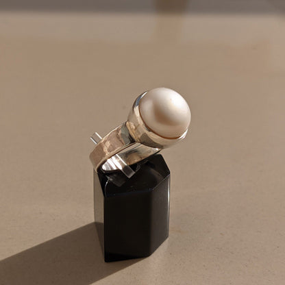 Pearl ring, handmade ring, june birthstone, pearl jewelry, women silver jewelry, bridal wedding rings, gift ideas, pearl statement jewellery