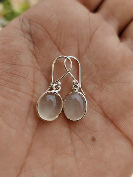 White Moonstone Earrings, 925 Solid Silver Jewelry, Moonstone Dangle Earrings, June Birthstone Earrings, Moonstone Jewelry Gift for Her