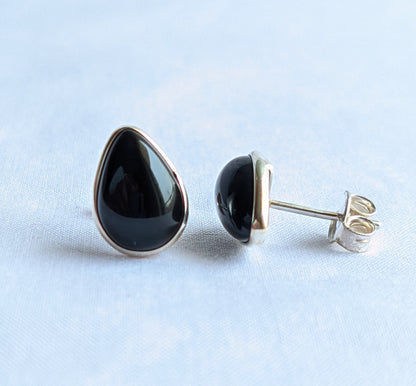 Black Onyx Stud Earrings, 925 Sterling Silver Studs, Wedding Bridesmaid Gift, Minimalist Studs, Jewelry for Her, Gemstone Studs for Her