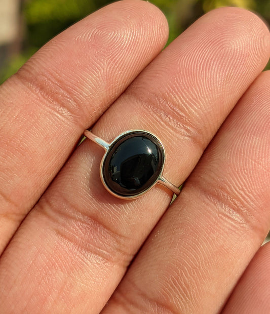 Natural Black Onyx Ring, 925 Sterling Silver Jewelry, Black Onyx Jewelry, Birthstone, Cabochon Stone, Gemstone Ring Silver, Elegant Ring