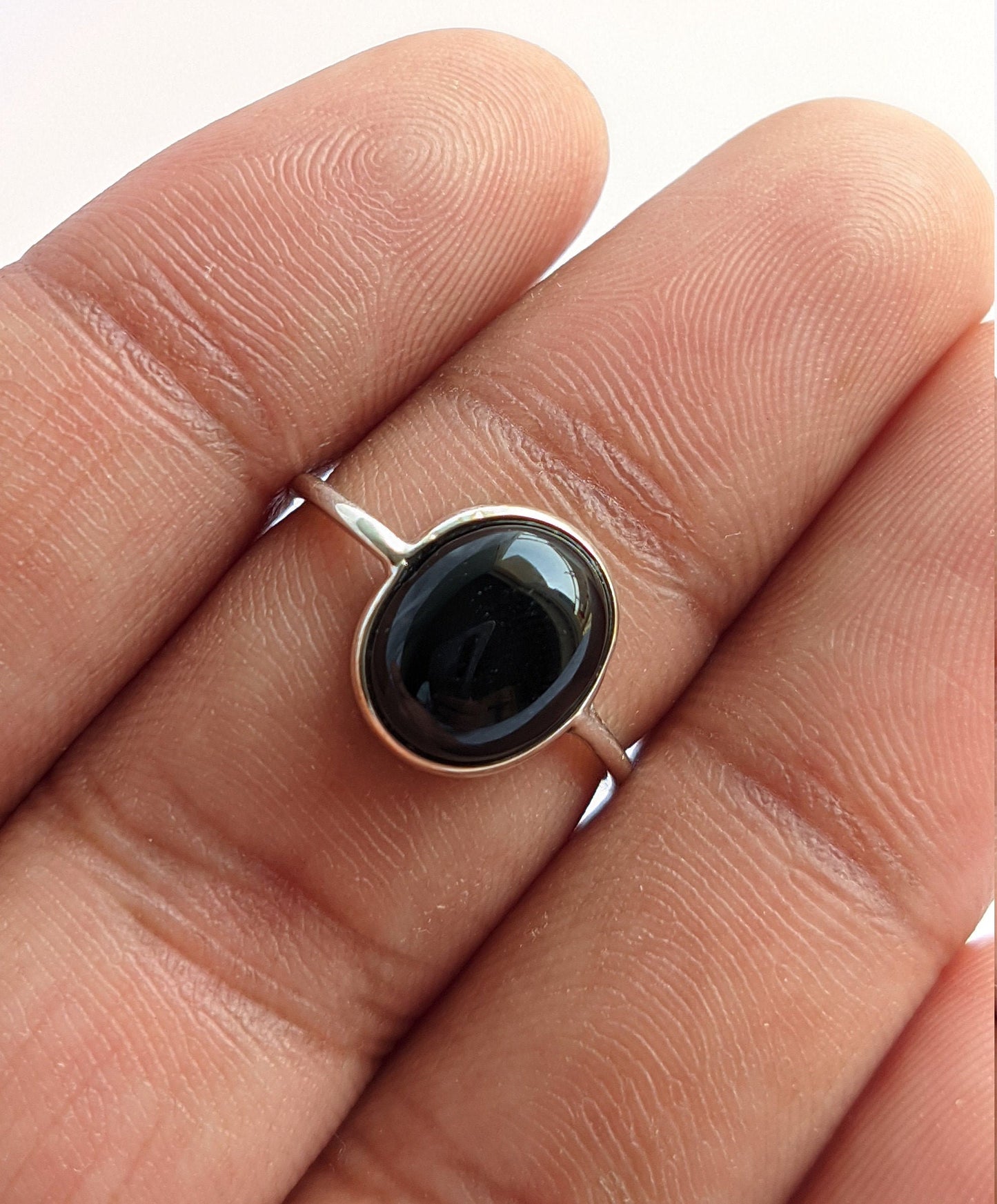 Natural Black Onyx Ring, 925 Sterling Silver Jewelry, Black Onyx Jewelry, Birthstone, Cabochon Stone, Gemstone Ring Silver, Elegant Ring