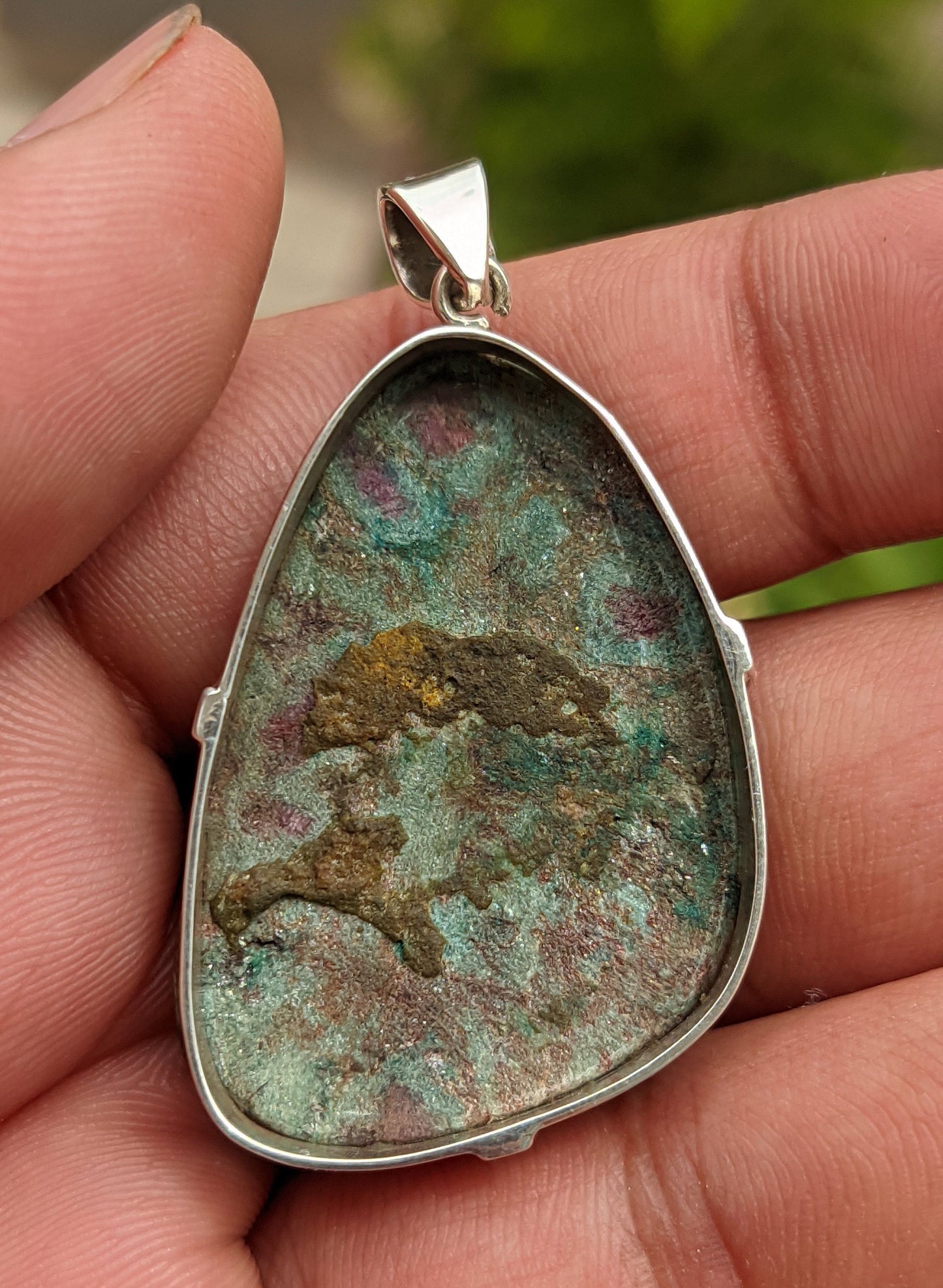 Ruby Zoisite Pendant-Natural Gemstone Pendant-Ruby in Zoisite Jewelry-Silver Gemstone Pendant- Healing Crystal Pendant-Gift for Her