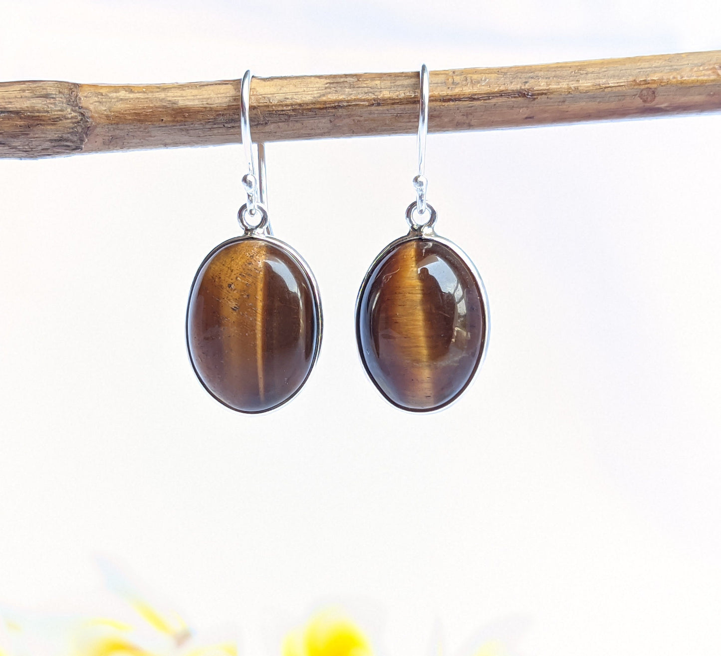 Tigers Eye Earrings, 925 Sterling Silver Earrings, Tiger's Eye Stone, Natural Stone Earrings, Silver Dangle Earrings, Earrings for Women