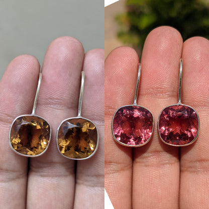 Zultanite Earrings, Color Changing Earrings, 925 Sterling Silver Earring, Cushion Shape, Turkish Diaspore, Wedding Jewelry, Handmade jewelry