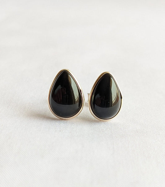 Black Onyx Stud Earrings, 925 Sterling Silver Studs, Wedding Bridesmaid Gift, Minimalist Studs, Jewelry for Her, Gemstone Studs for Her