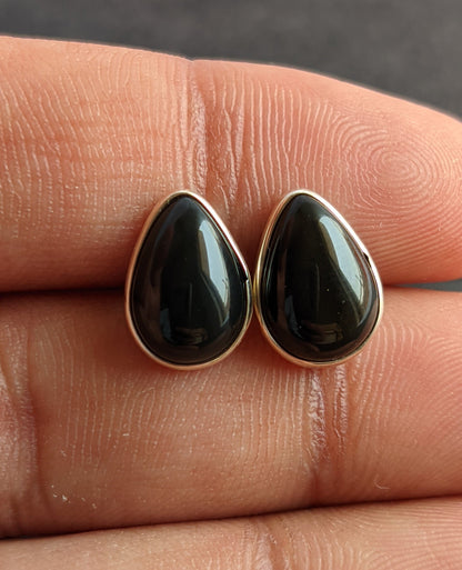 Black Onyx Stud Earrings, 925 Sterling Silver Studs, Wedding Bridesmaid Gift, Minimalist Studs, Jewelry for Her, Gemstone Studs for Her