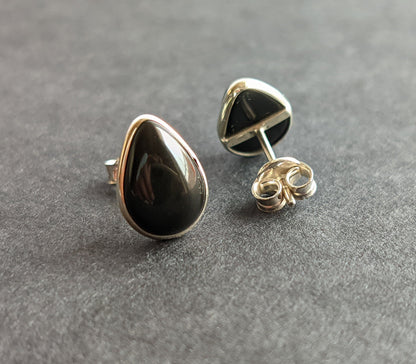 Black Onyx Stud Earrings, 925 Sterling Silver Studs, Wedding Bridesmaid Gift, Minimalist Studs, Jewelry for Her, Gemstone Studs for Her